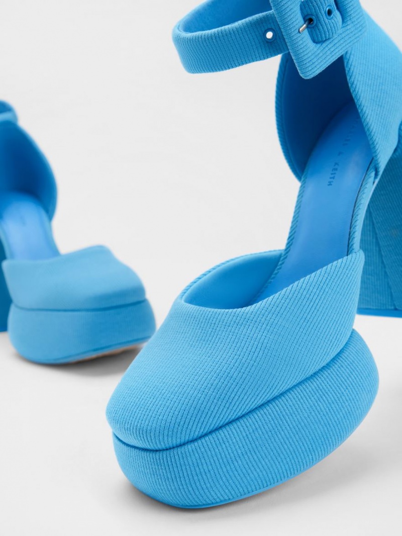 Γοβεσ Charles And Keith Sinead Woven Buckled D'Orsay flatforms μπλε | 79362-NTOA