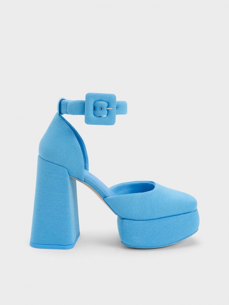 Γοβεσ Charles And Keith Sinead Woven Buckled D\'Orsay flatforms μπλε | 79362-NTOA
