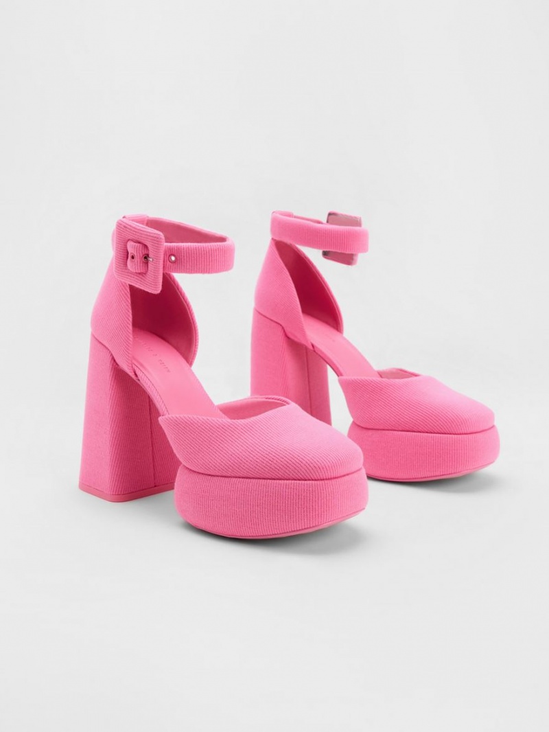 Γοβεσ Charles And Keith Sinead Woven Buckled D'Orsay flatforms ροζ | 57190-WSAD
