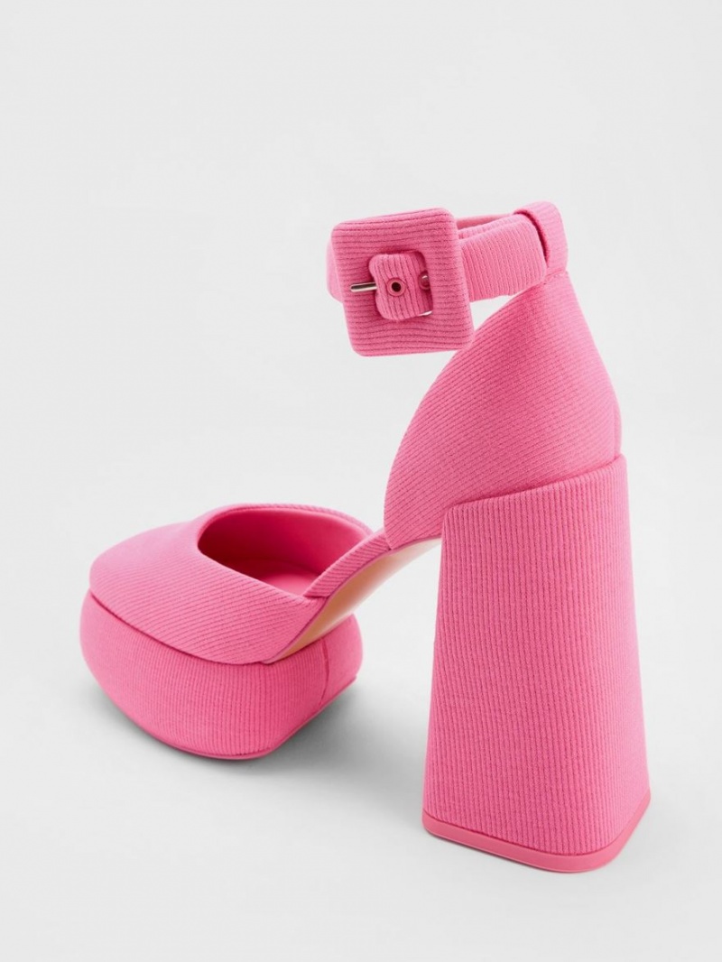 Γοβεσ Charles And Keith Sinead Woven Buckled D'Orsay flatforms ροζ | 57190-WSAD