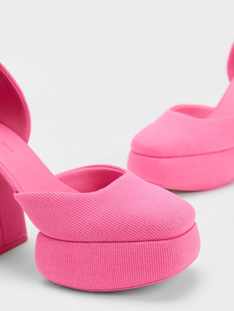 Γοβεσ Charles And Keith Sinead Woven Buckled D'Orsay flatforms ροζ | 57190-WSAD