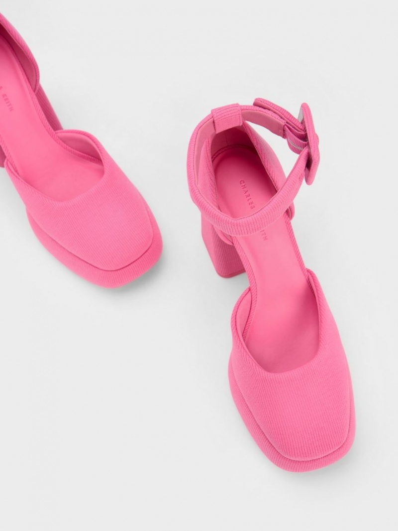 Γοβεσ Charles And Keith Sinead Woven Buckled D'Orsay flatforms ροζ | 57190-WSAD
