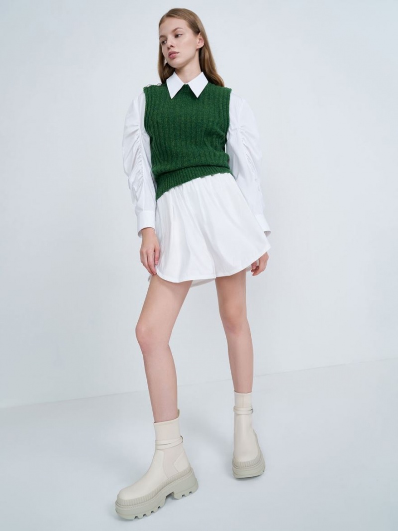 Μποτακια Charles And Keith Slip-On flatforms ασπρα | 41792-CQOB