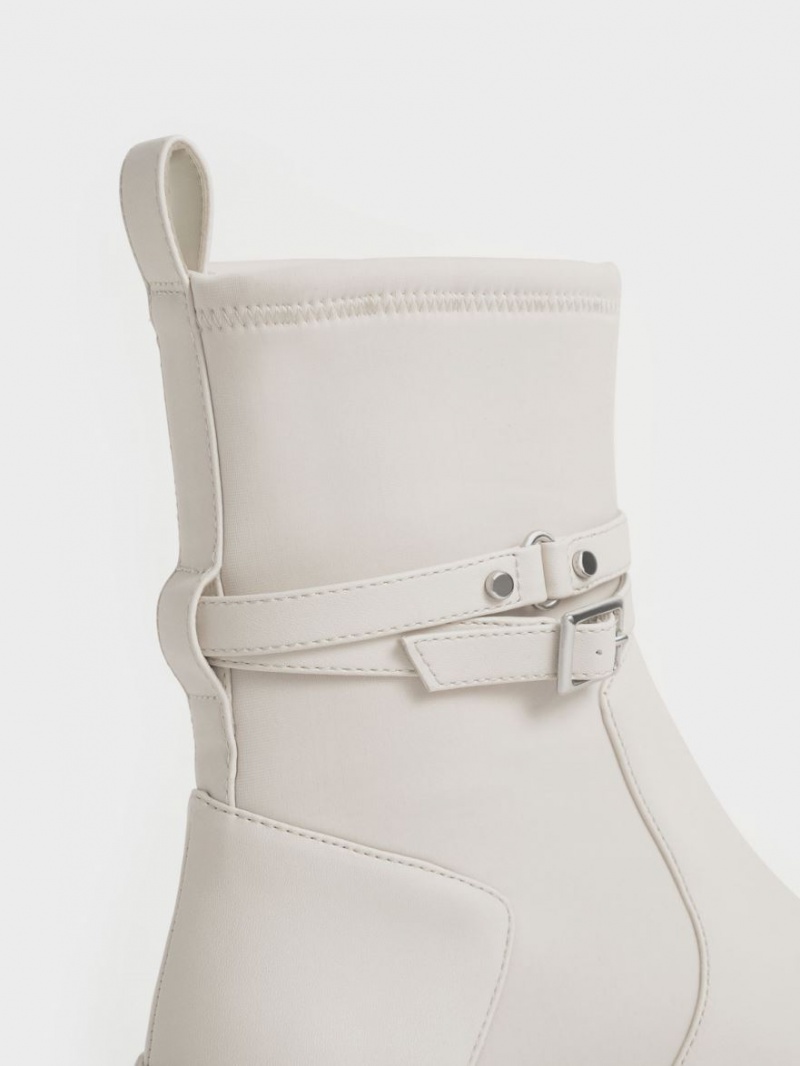 Μποτακια Charles And Keith Slip-On flatforms ασπρα | 41792-CQOB