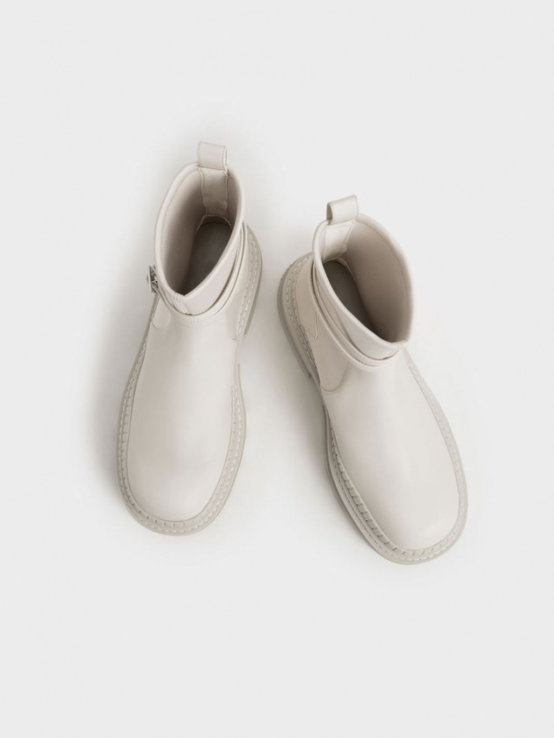 Μποτακια Charles And Keith Slip-On flatforms ασπρα | 41792-CQOB