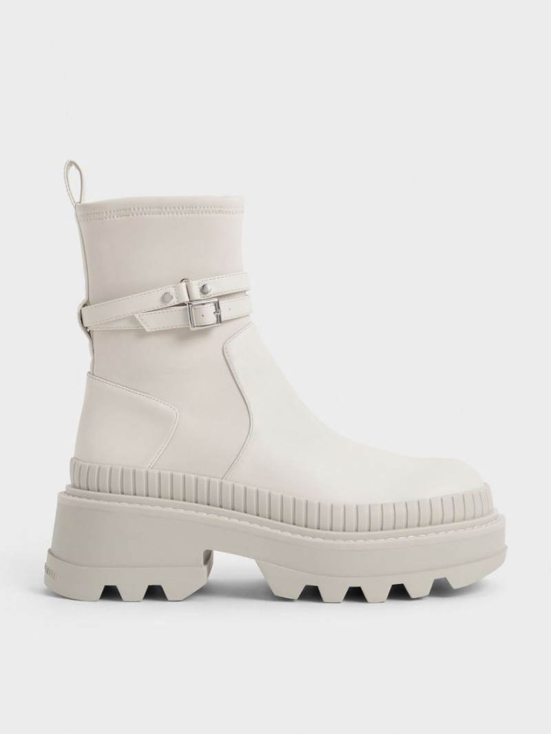Μποτακια Charles And Keith Slip-On flatforms ασπρα | 41792-CQOB