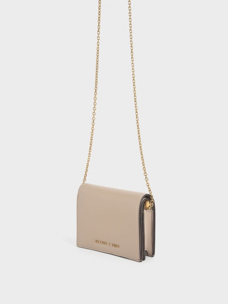 πορτοφολια Charles And Keith Snap Button Mini κοντο Μπεζ | 12857-OVDZ