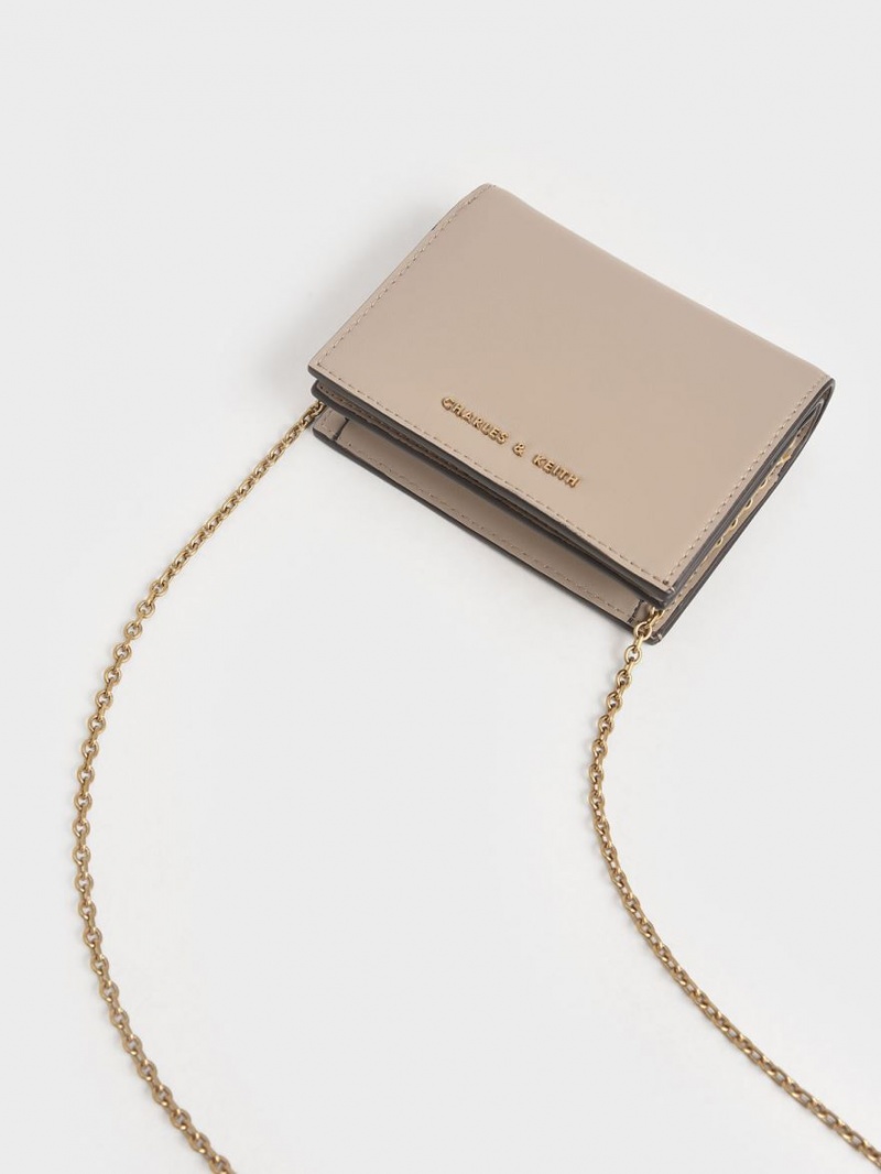πορτοφολια Charles And Keith Snap Button Mini κοντο Μπεζ | 12857-OVDZ