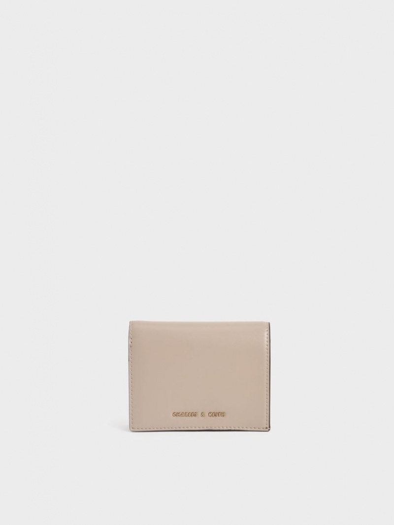 πορτοφολια Charles And Keith Snap Button Mini κοντο Μπεζ | 12857-OVDZ