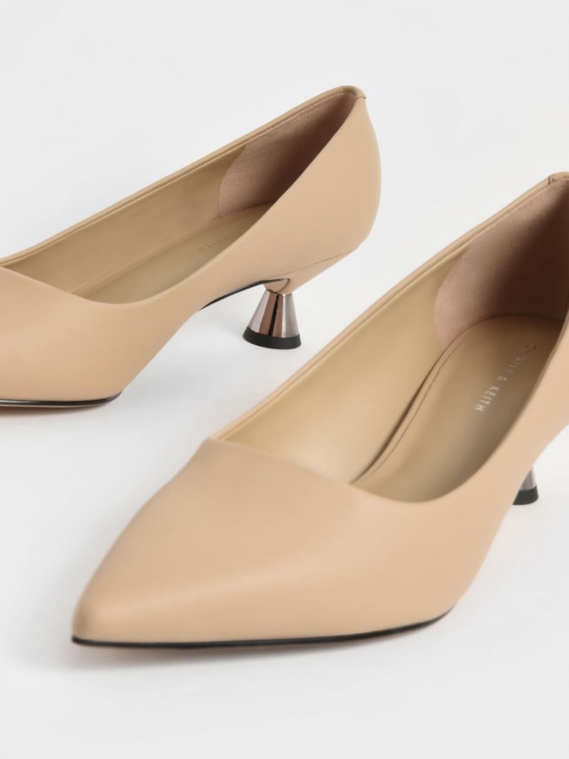 Γοβεσ Charles And Keith Spool Heel Μπεζ | 96304-GIZT