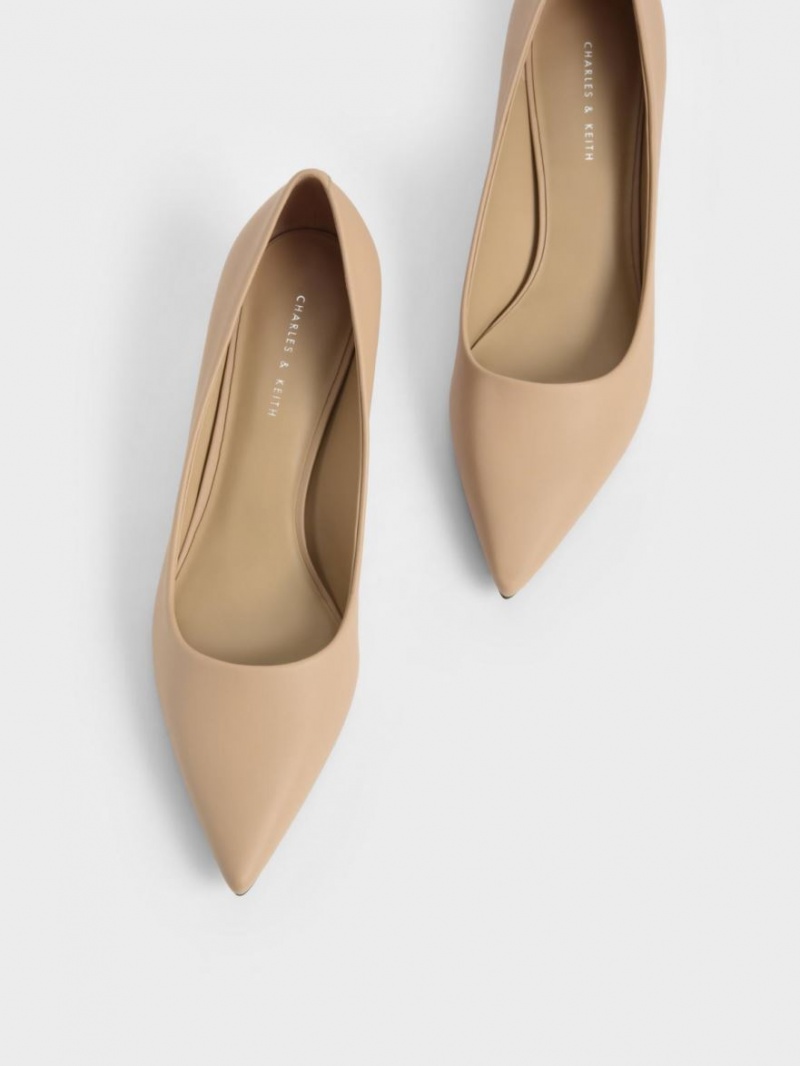 Γοβεσ Charles And Keith Spool Heel Μπεζ | 96304-GIZT