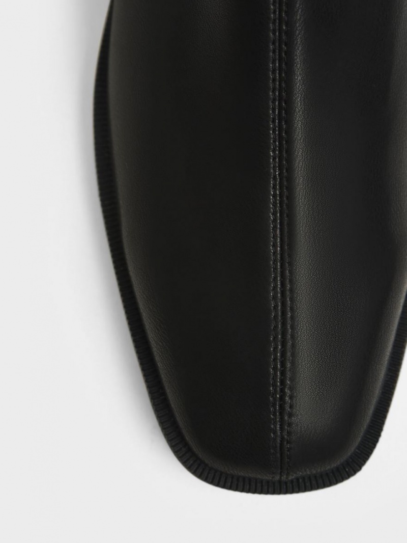 Μποτακια Charles And Keith Square toe Zip-Up μαυρα | 91465-SJEH