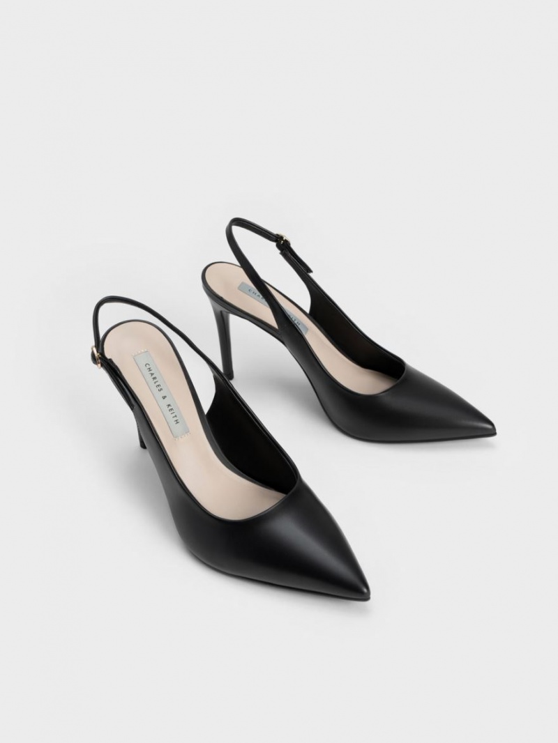 Γοβεσ Charles And Keith Stiletto Heel Slingback μαυρα | 01926-PZJH