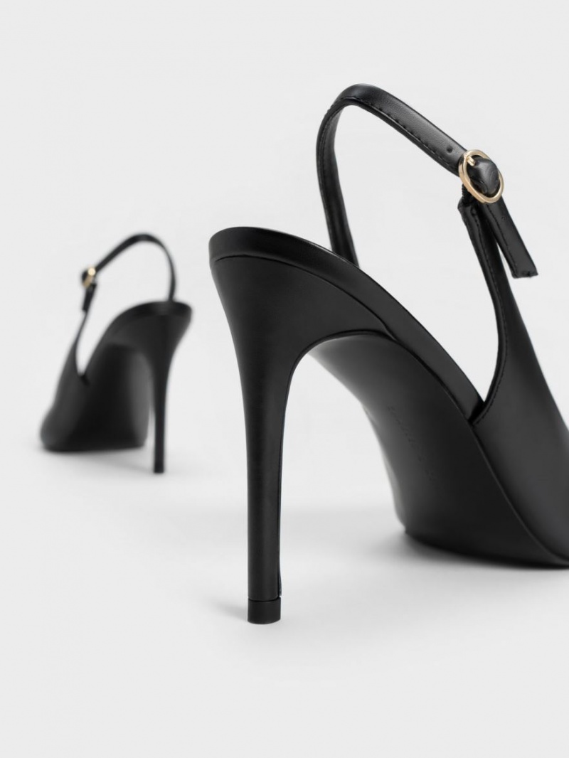 Γοβεσ Charles And Keith Stiletto Heel Slingback μαυρα | 01926-PZJH