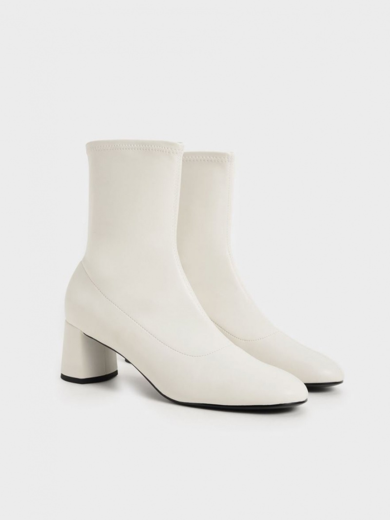Μποτακια Charles And Keith Stitch-Trim ασπρα | 38976-OMDR