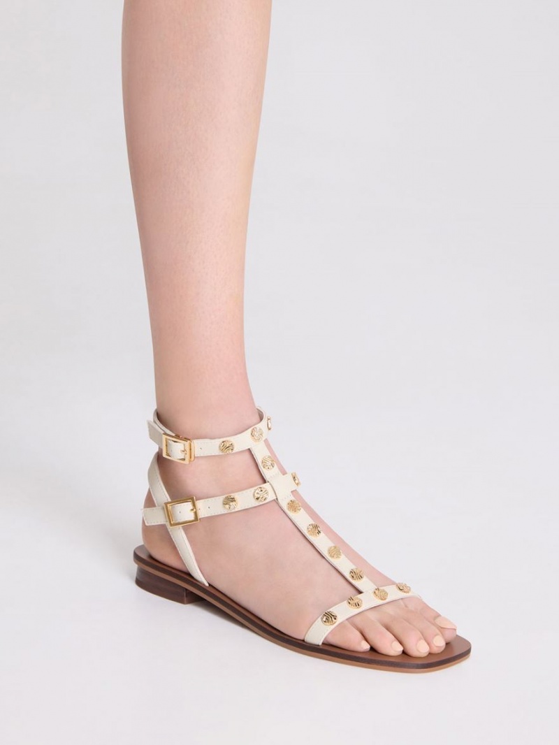 Σανδαλια Charles And Keith Studded Gladiator κρέμα | 79860-DTPR