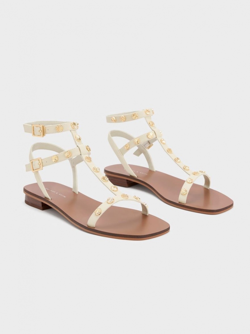 Σανδαλια Charles And Keith Studded Gladiator κρέμα | 79860-DTPR