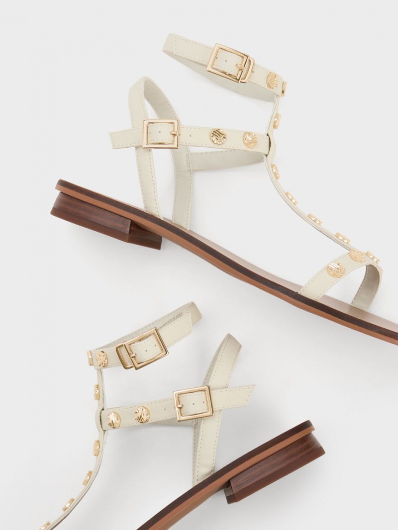 Σανδαλια Charles And Keith Studded Gladiator κρέμα | 79860-DTPR