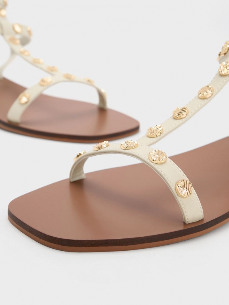 Σανδαλια Charles And Keith Studded Gladiator κρέμα | 79860-DTPR