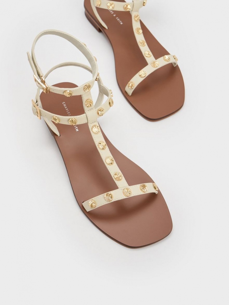 Σανδαλια Charles And Keith Studded Gladiator κρέμα | 79860-DTPR