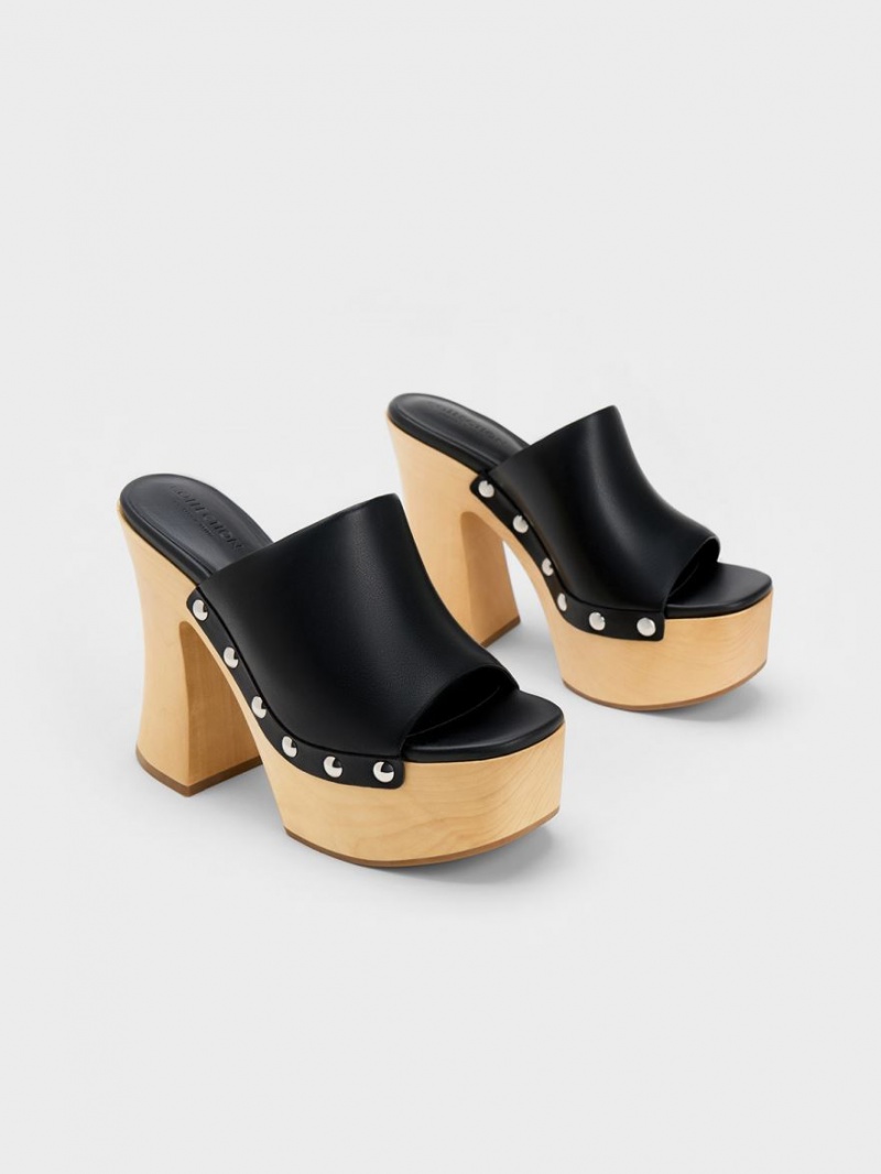Σαμπο Charles And Keith Tabitha δερματινα flatforms μαυρα | 71249-ROIL