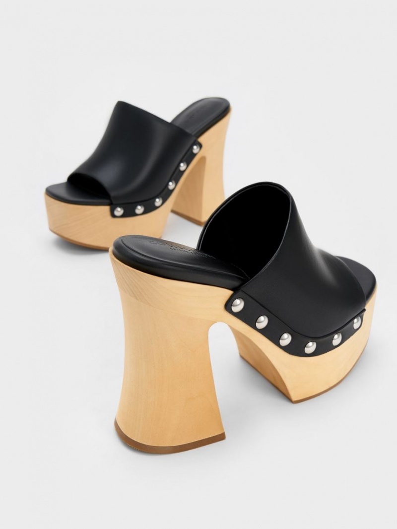Σαμπο Charles And Keith Tabitha δερματινα flatforms μαυρα | 71249-ROIL