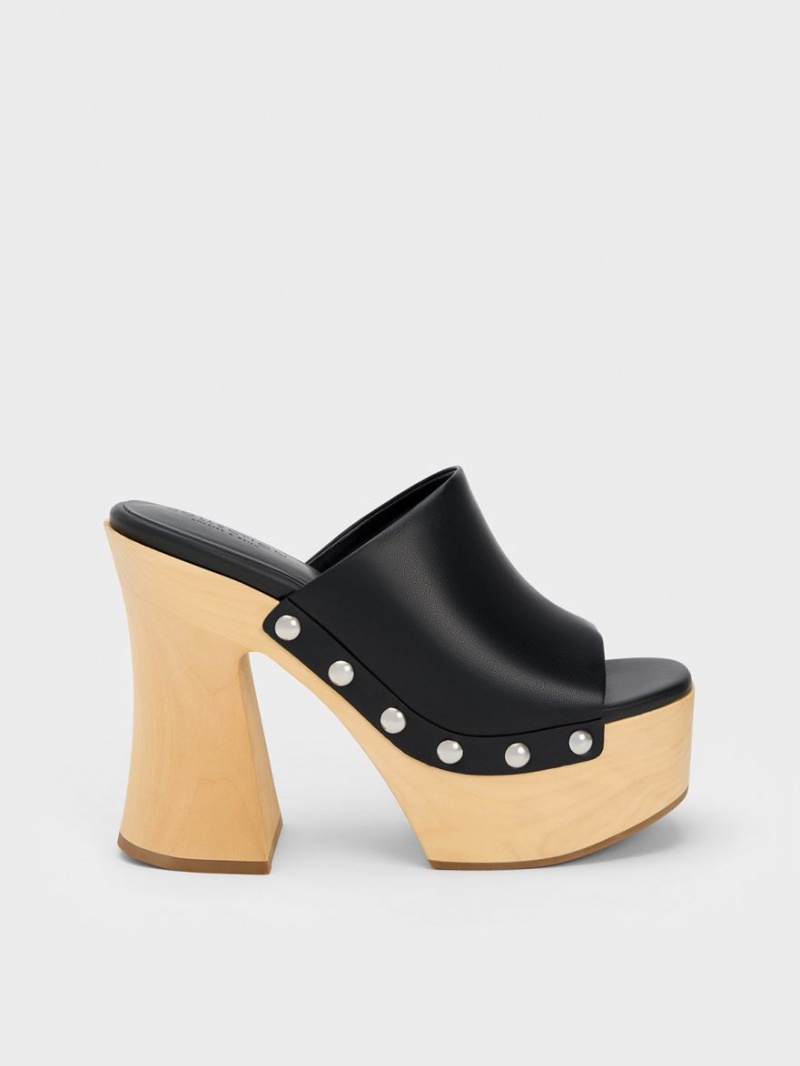Σαμπο Charles And Keith Tabitha δερματινα flatforms μαυρα | 71249-ROIL