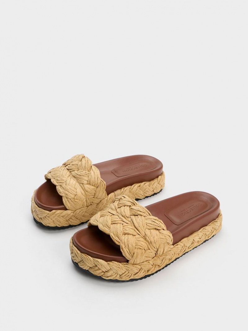 Σαγιοναρεσ Charles And Keith Tali Raffia Braided σκούρο καφε | 24680-QSAU