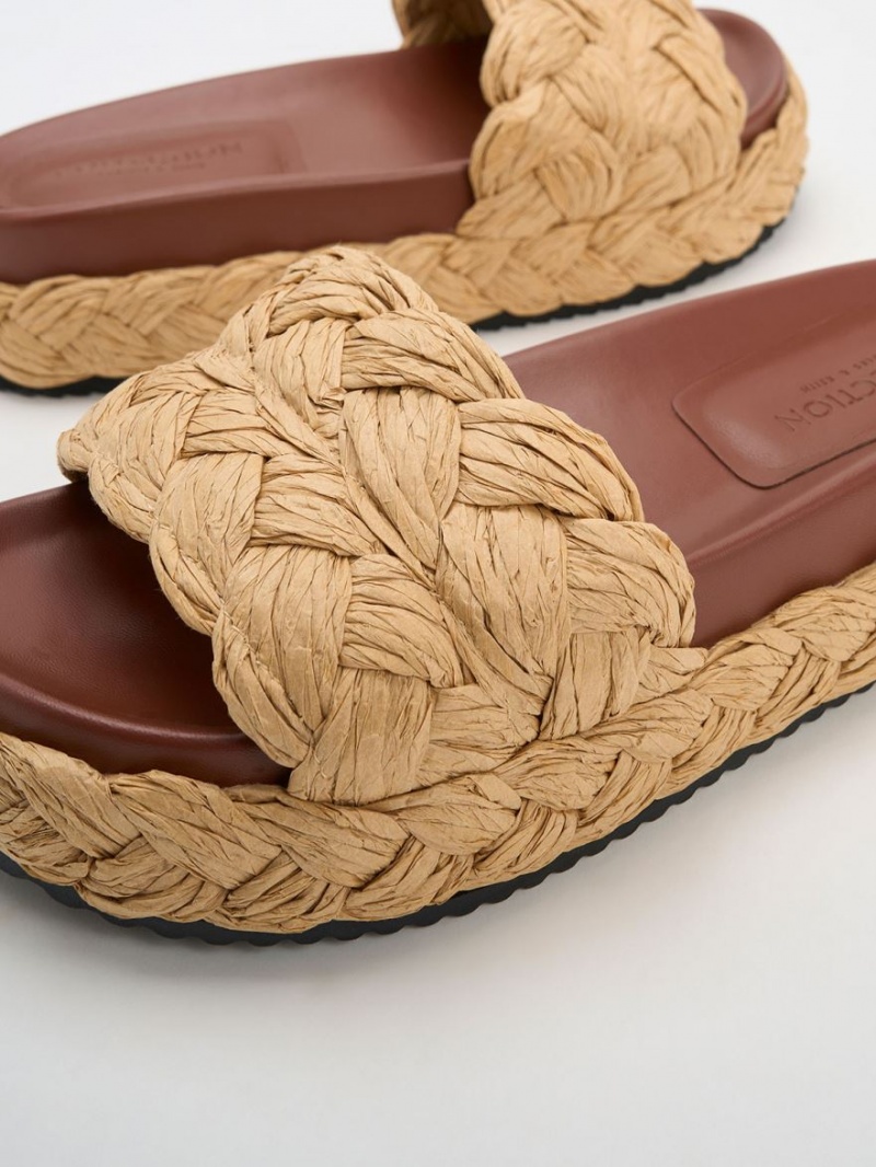 Σαγιοναρεσ Charles And Keith Tali Raffia Braided σκούρο καφε | 24680-QSAU