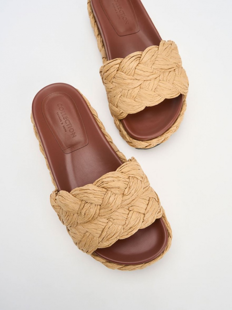Σαγιοναρεσ Charles And Keith Tali Raffia Braided σκούρο καφε | 24680-QSAU