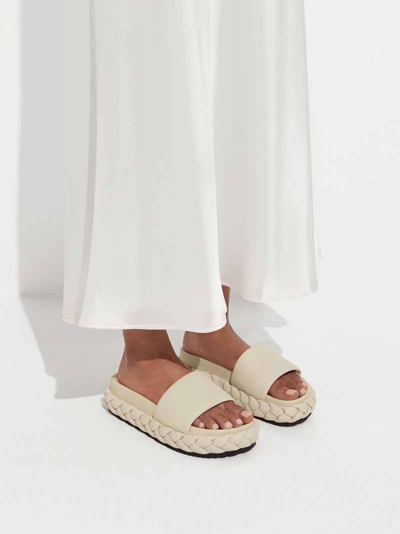 Σαγιοναρεσ Charles And Keith Tali δερματινα Braided Μπεζ | 05863-FJTZ