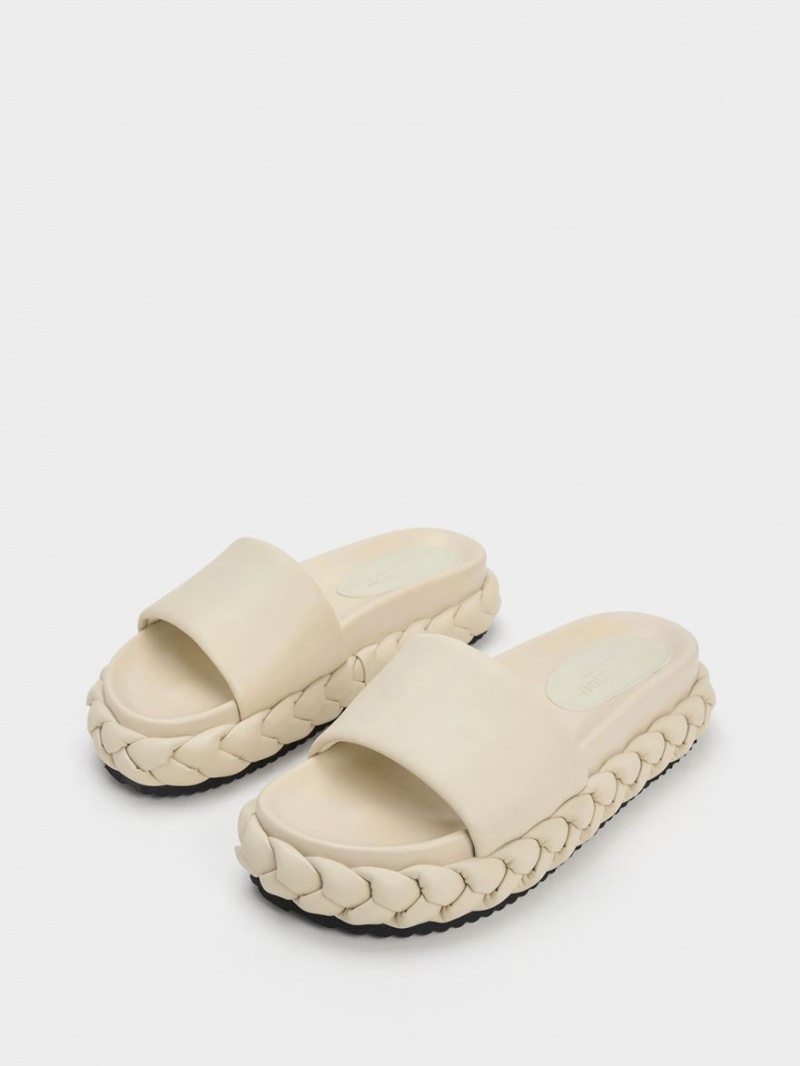 Σαγιοναρεσ Charles And Keith Tali δερματινα Braided Μπεζ | 05863-FJTZ