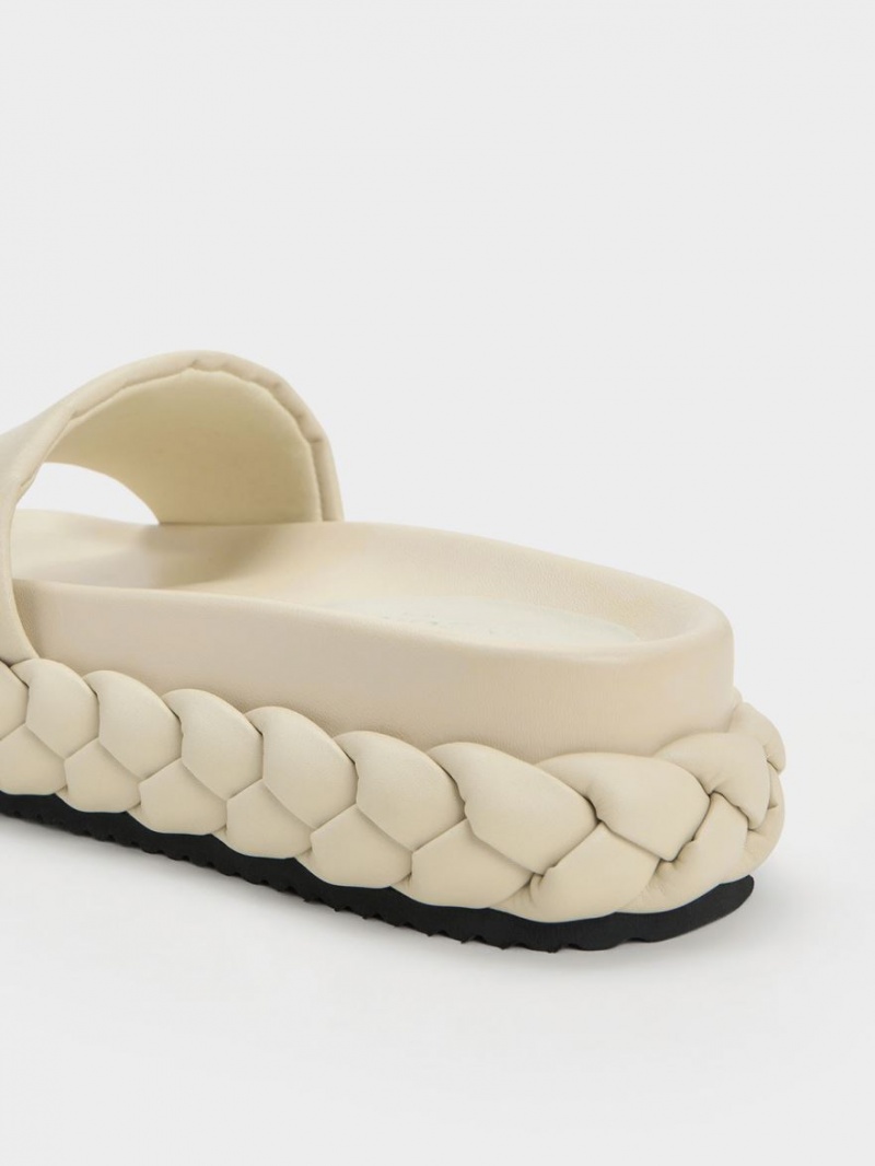 Σαγιοναρεσ Charles And Keith Tali δερματινα Braided Μπεζ | 05863-FJTZ