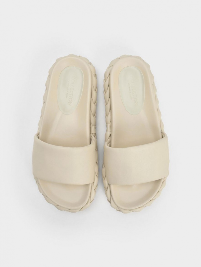 Σαγιοναρεσ Charles And Keith Tali δερματινα Braided Μπεζ | 05863-FJTZ