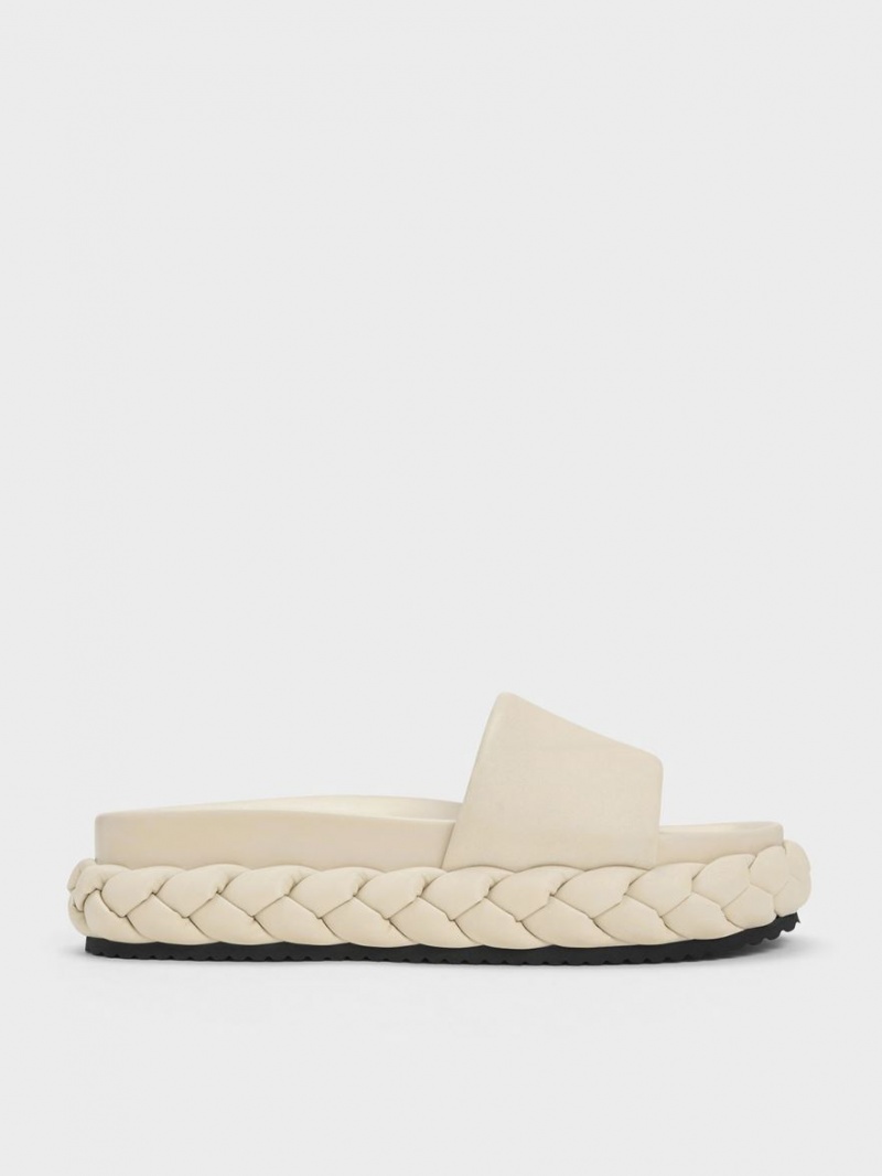 Σαγιοναρεσ Charles And Keith Tali δερματινα Braided Μπεζ | 05863-FJTZ