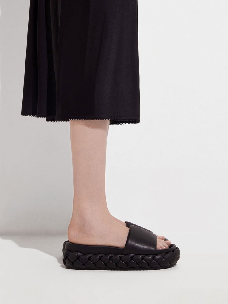 Σαγιοναρεσ Charles And Keith Tali δερματινα Braided μαυρα | 40816-ROGN