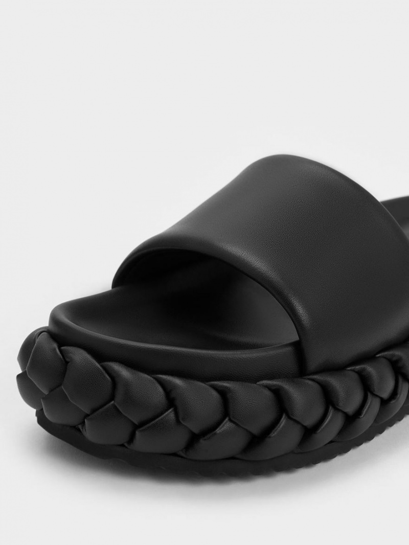 Σαγιοναρεσ Charles And Keith Tali δερματινα Braided μαυρα | 40816-ROGN