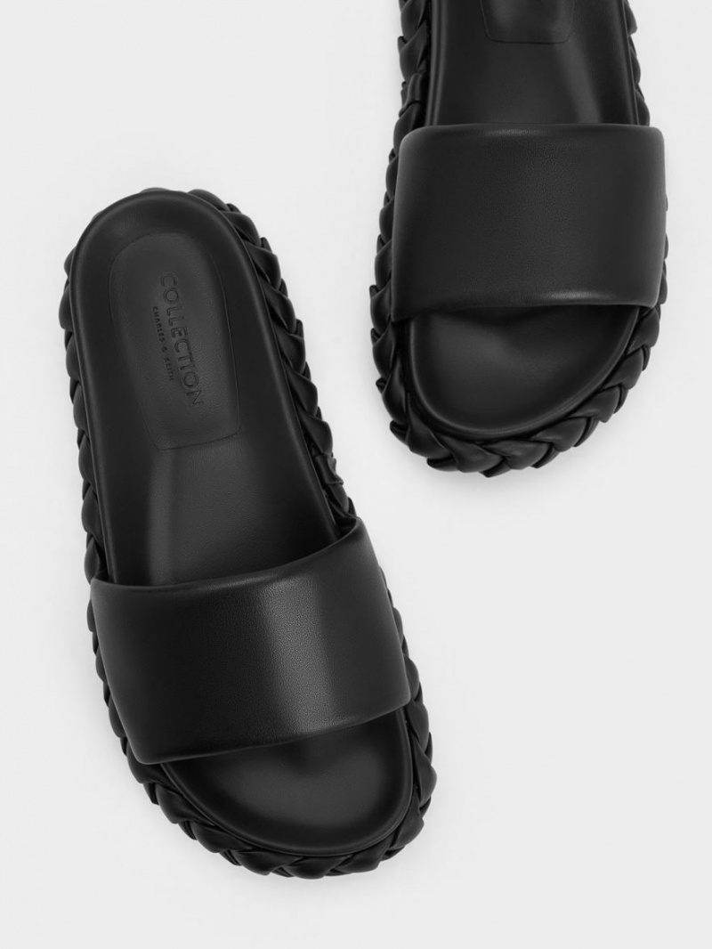 Σαγιοναρεσ Charles And Keith Tali δερματινα Braided μαυρα | 40816-ROGN