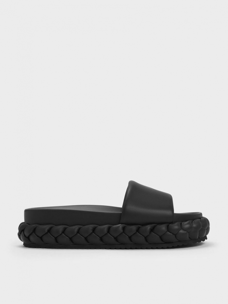 Σαγιοναρεσ Charles And Keith Tali δερματινα Braided μαυρα | 40816-ROGN