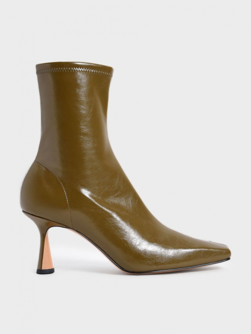 Μποτακια Charles And Keith Tapered Square-toe Ελιά | 06872-FHCI