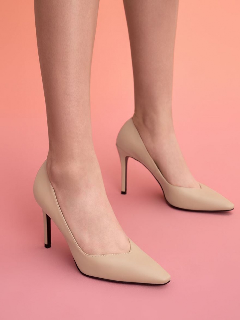 Γοβεσ Charles And Keith Tapered Square-toe Μπεζ | 08956-IBJK