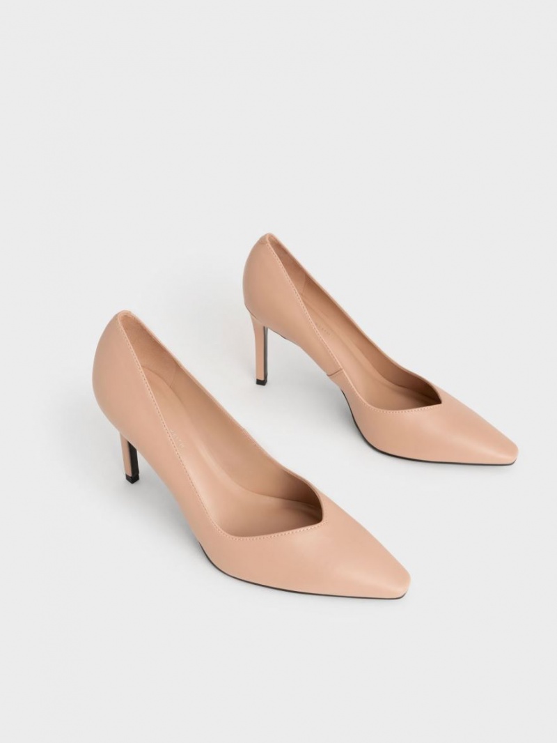 Γοβεσ Charles And Keith Tapered Square-toe Μπεζ | 08956-IBJK