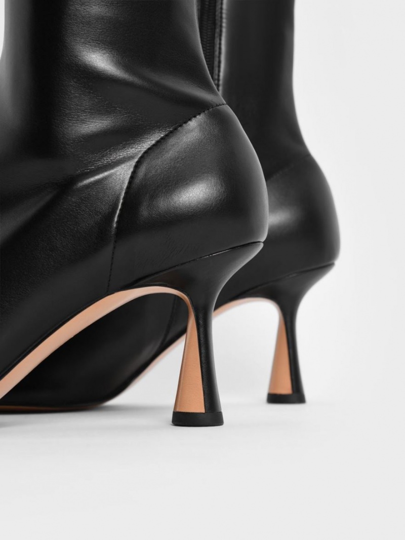 Μποτακια Charles And Keith Tapered Square-toe μαυρα | 91346-SJQH
