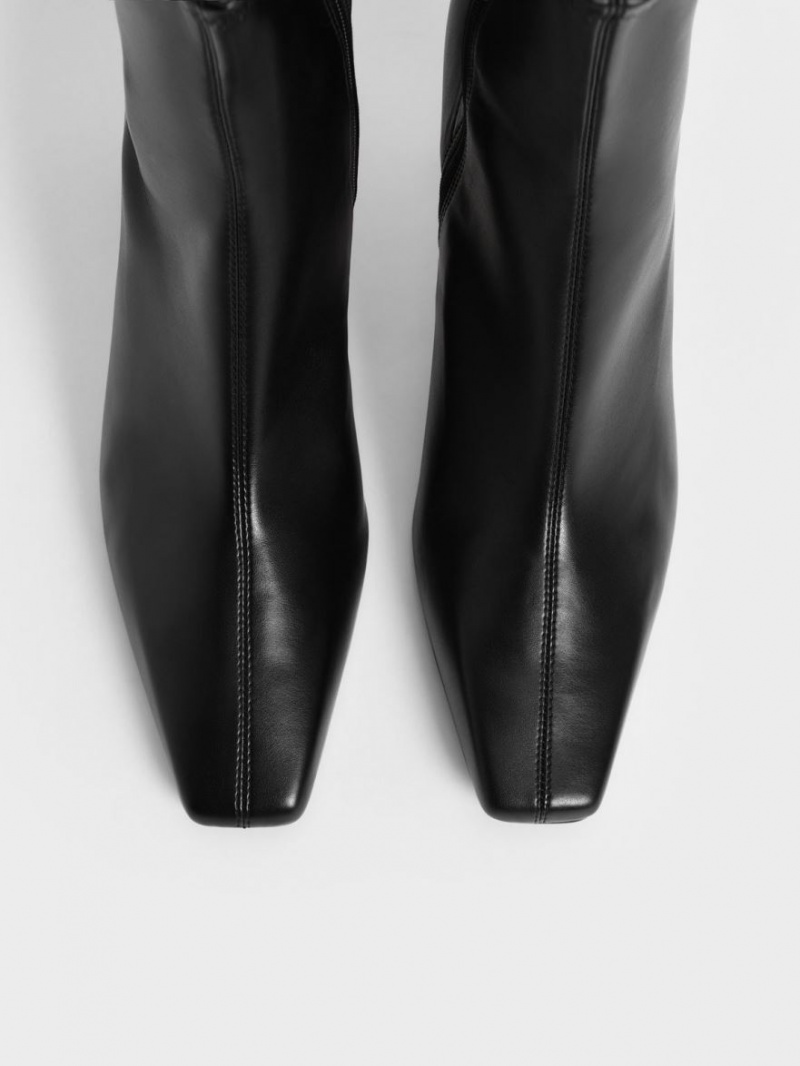 Μποτακια Charles And Keith Tapered Square-toe μαυρα | 91346-SJQH