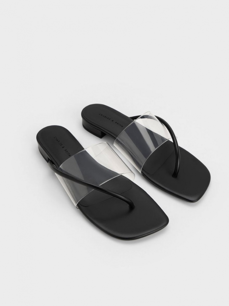 Σανδαλια Charles And Keith Transparent Στρινγκ μαυρα | 93704-SXUG