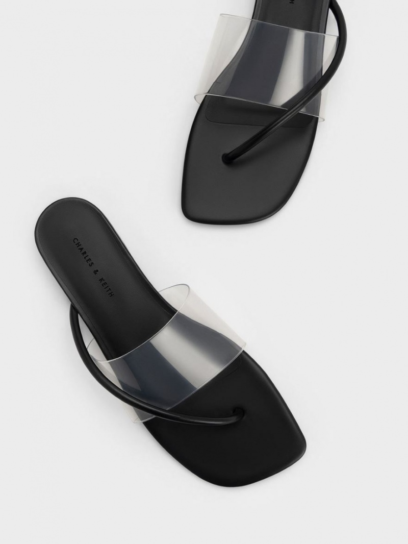 Σανδαλια Charles And Keith Transparent Στρινγκ μαυρα | 93704-SXUG