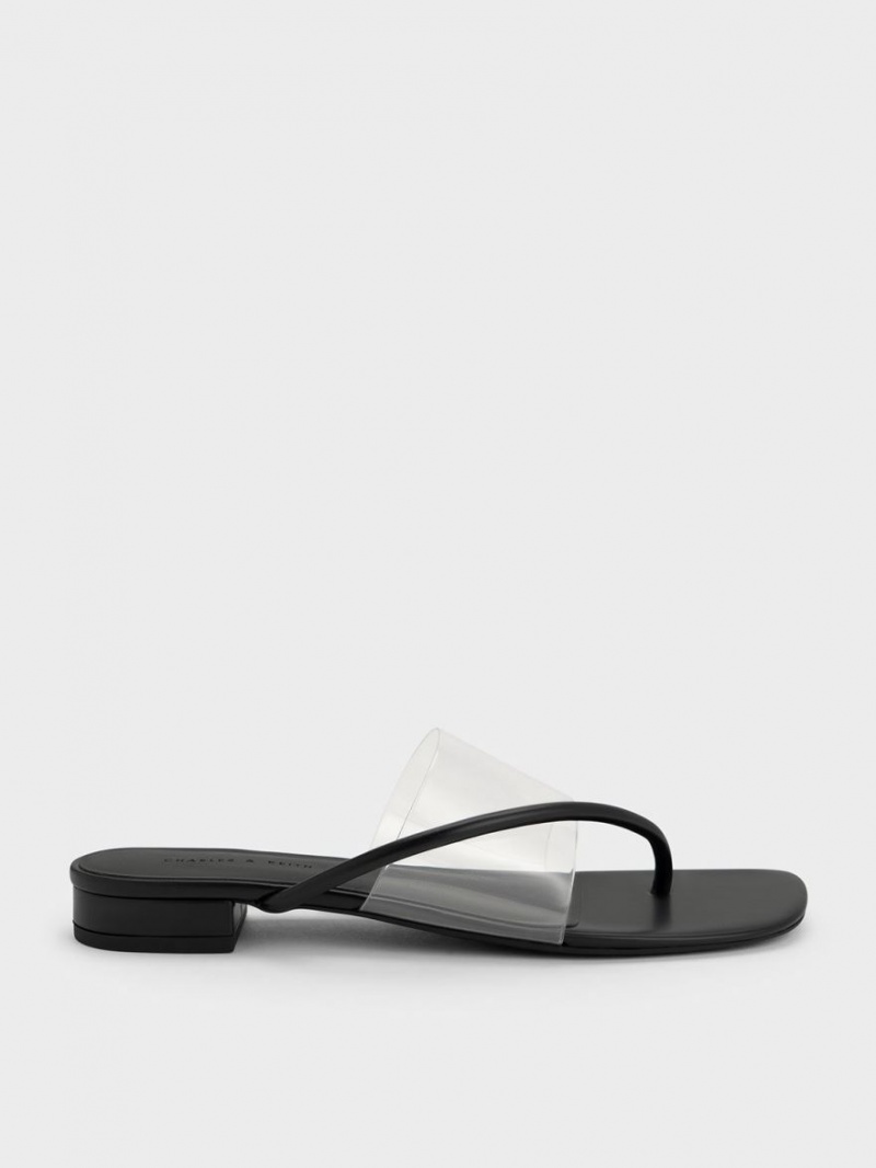 Σανδαλια Charles And Keith Transparent Στρινγκ μαυρα | 93704-SXUG