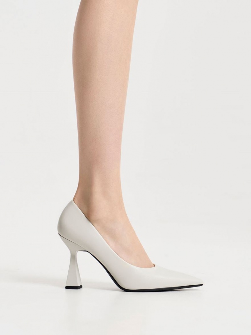 Γοβεσ Charles And Keith Trapeze Heel Pointed-toe ασπρα | 58614-NDHP