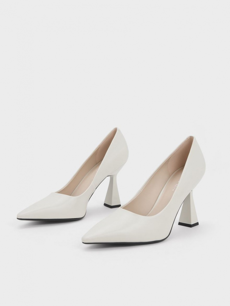 Γοβεσ Charles And Keith Trapeze Heel Pointed-toe ασπρα | 58614-NDHP