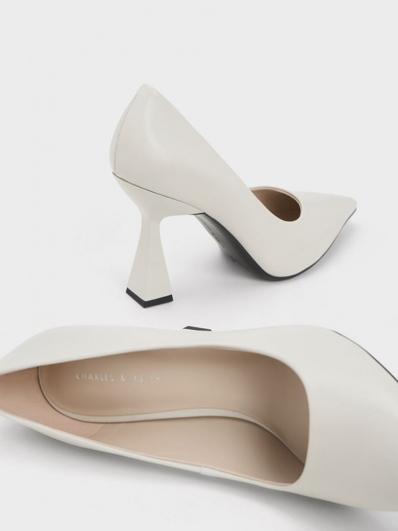 Γοβεσ Charles And Keith Trapeze Heel Pointed-toe ασπρα | 58614-NDHP